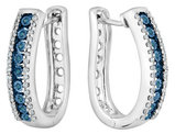 1/5 Carat (ctw I2-I3) Blue and White Diamond Hoop Earrings in Sterling Silver
